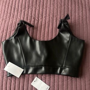 Black Faux Leather Crop Top